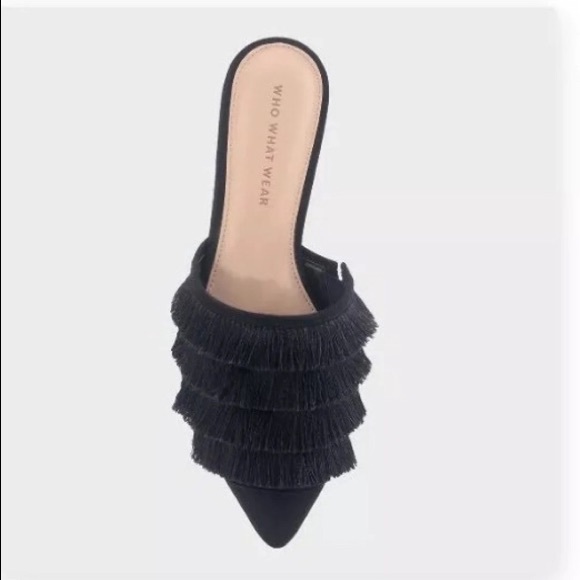 Who What black fringe tassel pointed flats shoes - Picture 2 of 5